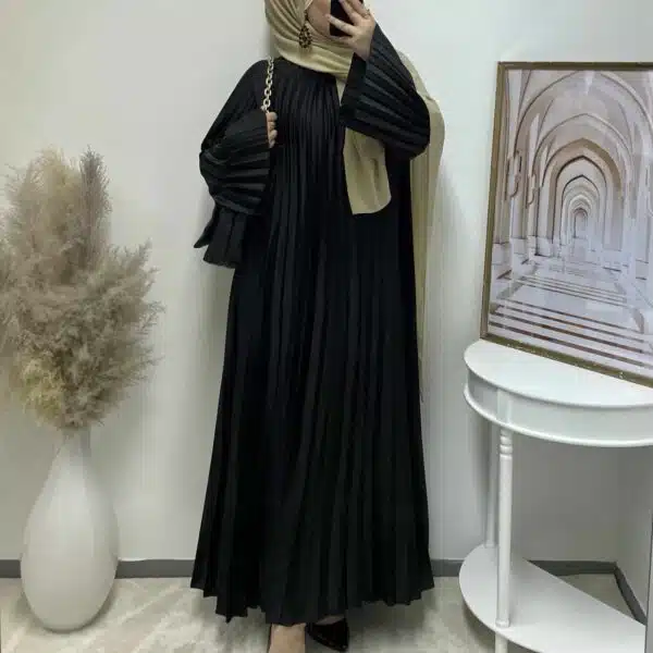 Satin Plissiert Islamische Kleidung Muslim Fashion City Abaya