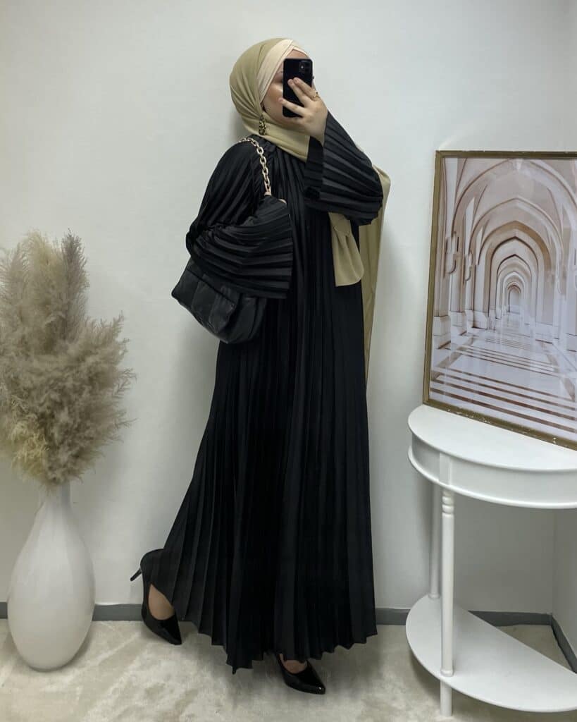 Satin Plissiert Islamische Kleidung Muslim Fashion City Abaya